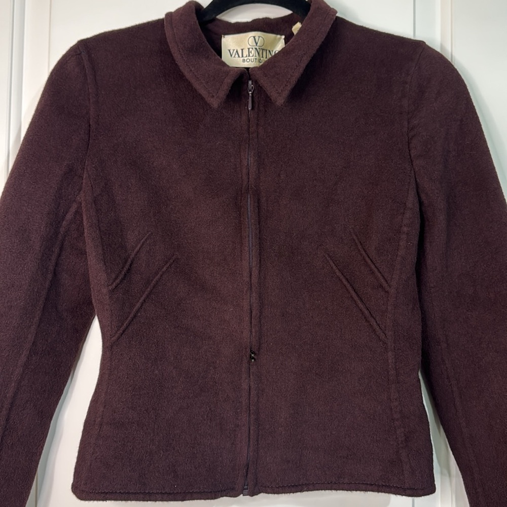 Valentino Brown Blazer Jacket Women’s Size 8 Full Zip Closure with Collar